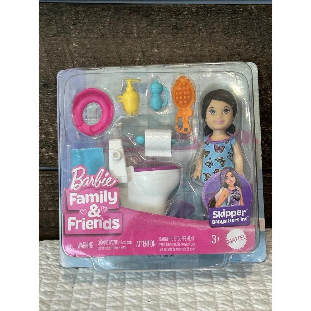 NIB Mattel Barbie Skipper‎ Babysitters Inc. Toddler Doll with Toilet Toy Set